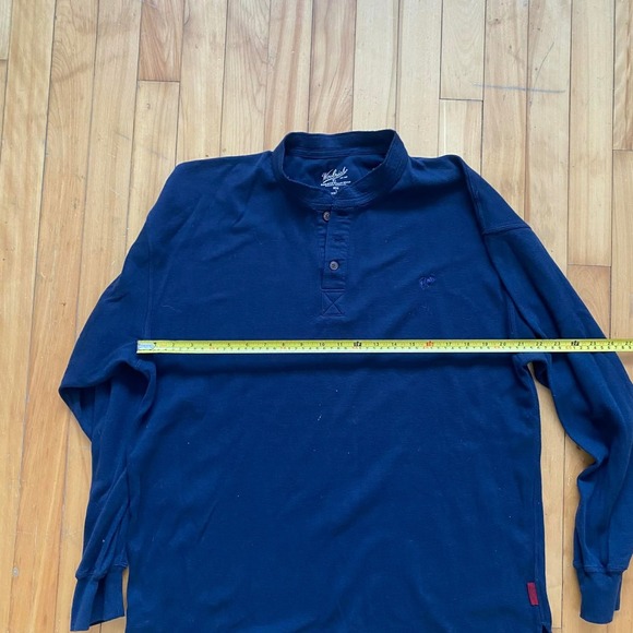 Woolrich Long Sleeve Henley Shirt Blue Textured Mens Size L - Picture 7 of 7